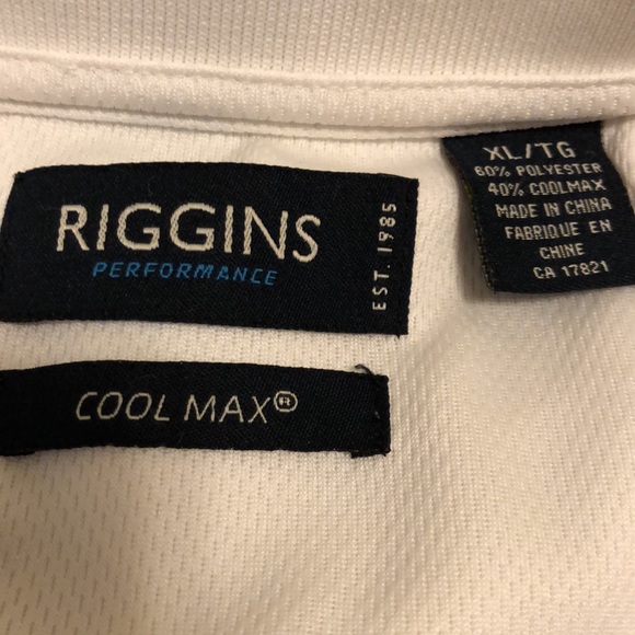 RIGGINS PERFORMANCE COOL MAX XL WHITE SHORT STRAIGHT SLEEVE GOLF SHIRT #… - Picture 3 of 9